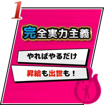 完全実力主義。やれば足るだけ昇給も出世も!