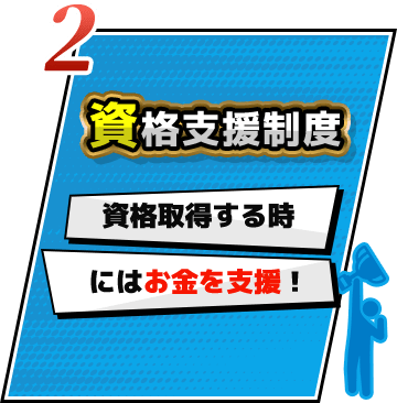 資格支援制度。資格取得するときにはお金を支援!